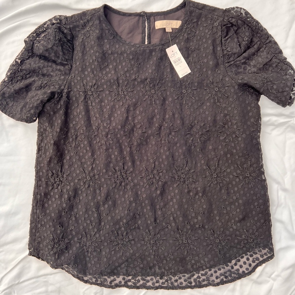 Dressy Black Top with Lace like overlay